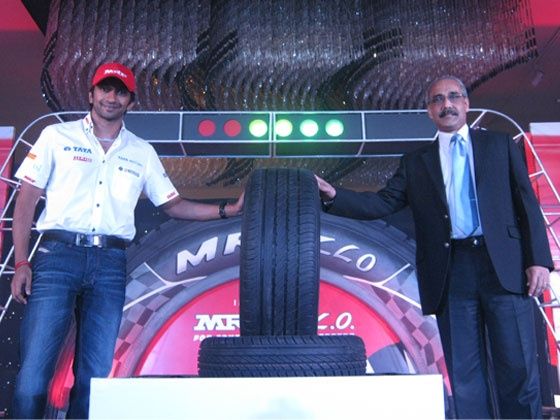 Narain Karthikeyan at the launch of the MRF ZLO Narain Karthikeyan at the launch of the MRF ZLO