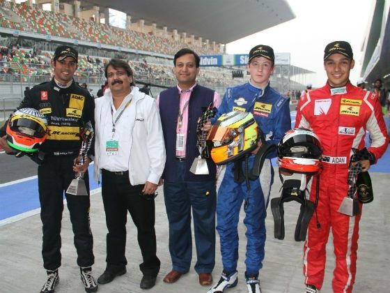 JK Racing Asia Series 2012, Round 16, L-R: Aditya Patel,
Sanjay Sharma, Aston Hare, and Aidan Wright
