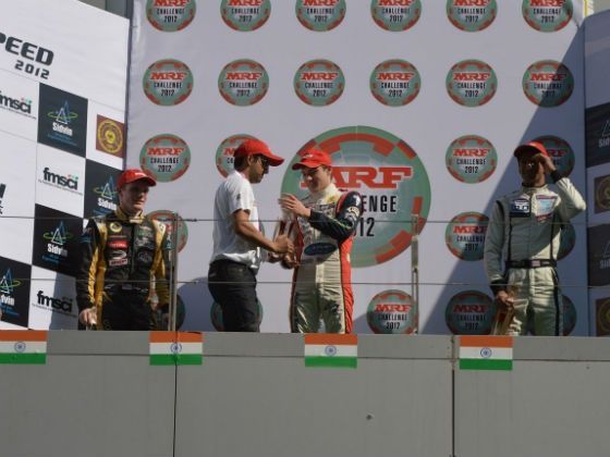 MRF Challenge 2012 Round 2,L-R: Conor Daly, Jordan King,
Gautam Gambhir, and Luciano Bacheta