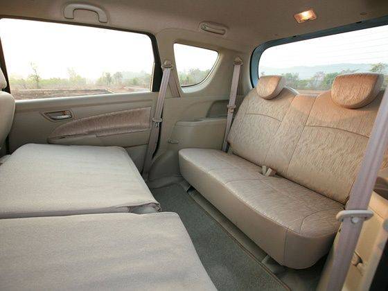Maruti Suzuki Ertiga third row seating with second row down Maruti Suzuki Ertiga third row seating with second row down