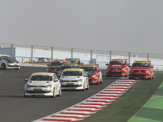 Prashant Tharani Singh in lead, Race 2, Round 6, VW Polo R Cup 2012 Prashant Tharani Singh in lead, Race 2, Round 6, VW Polo R Cup 2012