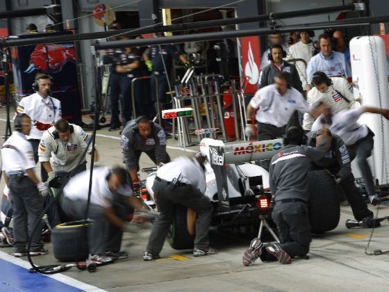 Kamui Kobayashi 2012 British Grand Prix Pit-lane mishap