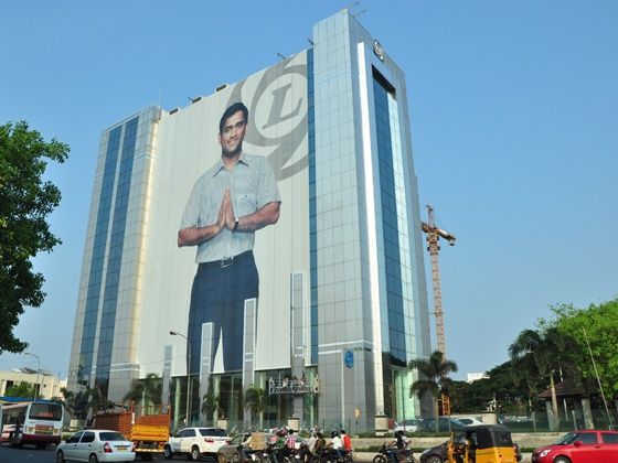 MS Dhoni on Ashok Leyland Corporate Building MS Dhoni on Ashok Leyland Corporate Building