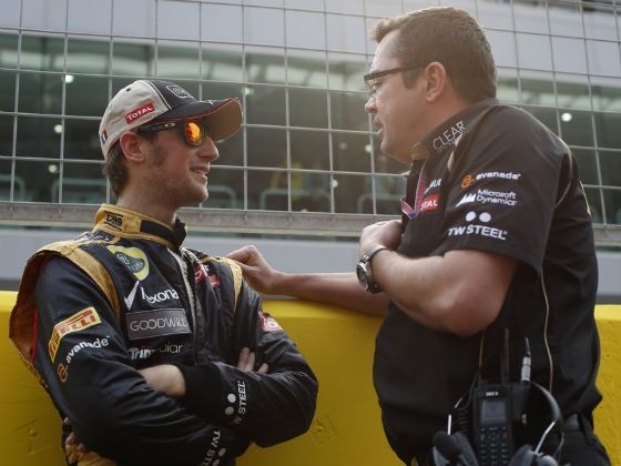Romain Grosjean and Eric Boullier, Lotus F1 team