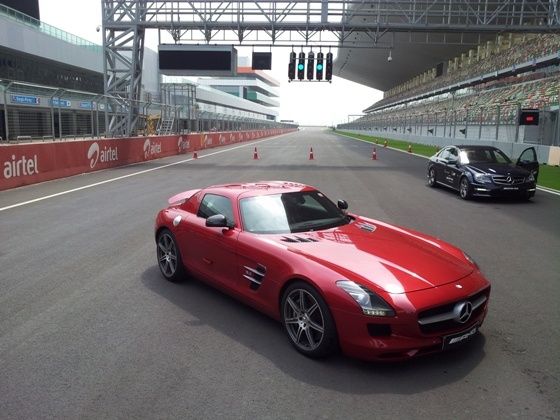 Mercedes Benz SLS AMG at Buddh International Circuit Mercedes Benz SLS AMG at Buddh International Circuit