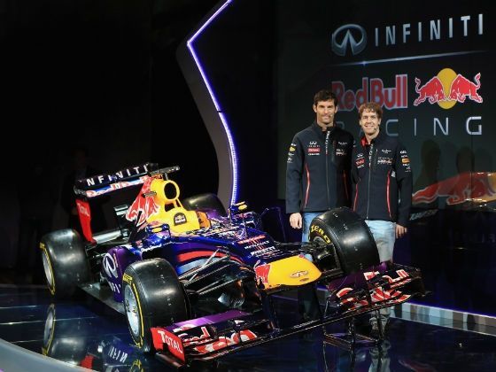 Sebastian Vettel and Mark Webber with the RB9