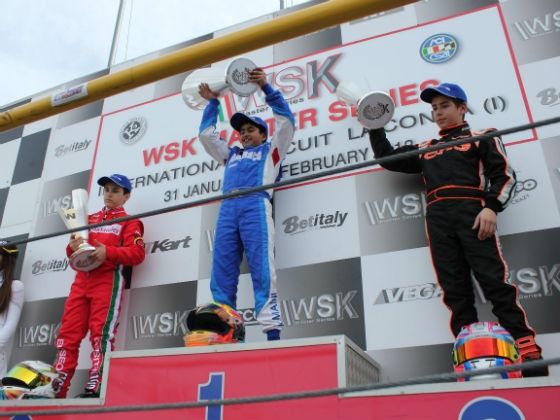 Kush Maini on the WSK podium Kush Maini on the WSK podium