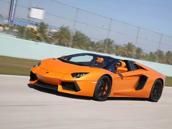 Lamborghini Aventador Roadster at the Homestead Speedway in Miami Lamborghini Aventador Roadster at the Homestead Speedway in Miami