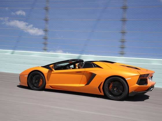 Lamborghini Aventador Roadster at the Homestead Speedway in Miami Lamborghini Aventador Roadster at the Homestead Speedway in Miami
