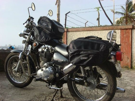 Bike equipped with saddlebag and tank bag from Rynox Gears Bike equipped with saddlebag and tank bag from Rynox Gears