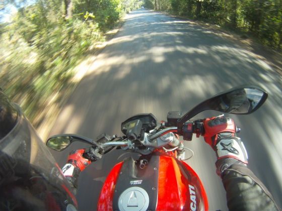View astride the Monster 795 View astride the Monster 795