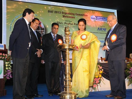 Supriya Sule lighting the traditional lamp while inaugurating the SIAT 2013 at ARAI Supriya Sule lighting the traditional lamp while inaugurating the SIAT 2013 at ARAI