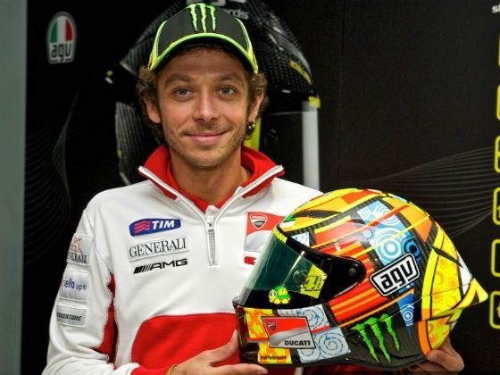 Rossi with the
project 46 helmet