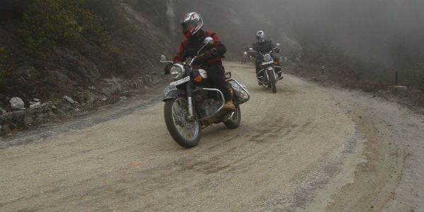 Riders in action at 2013 RE tour of Bhutan