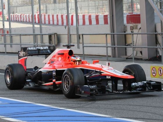 Jules Bianchi in the MR02 at final test in Barcelona