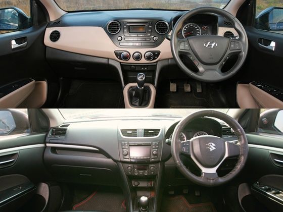 Hyundai Grand i10 vs Maruti Suzuki Swift Comparison Interiors