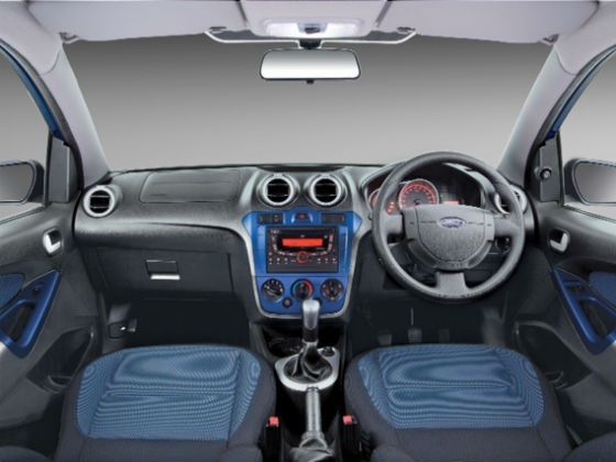 The upgraded Figo flaunts a Cyber Blue trim for the dashboard, door handles and seats The upgraded Figo flaunts a Cyber Blue trim for the dashboard, door handles and seats