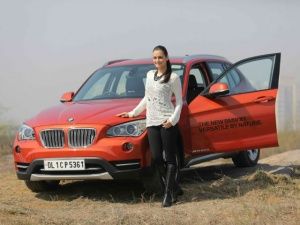 Dia Mirza with the new BMW X1 Dia Mirza with the new BMW X1